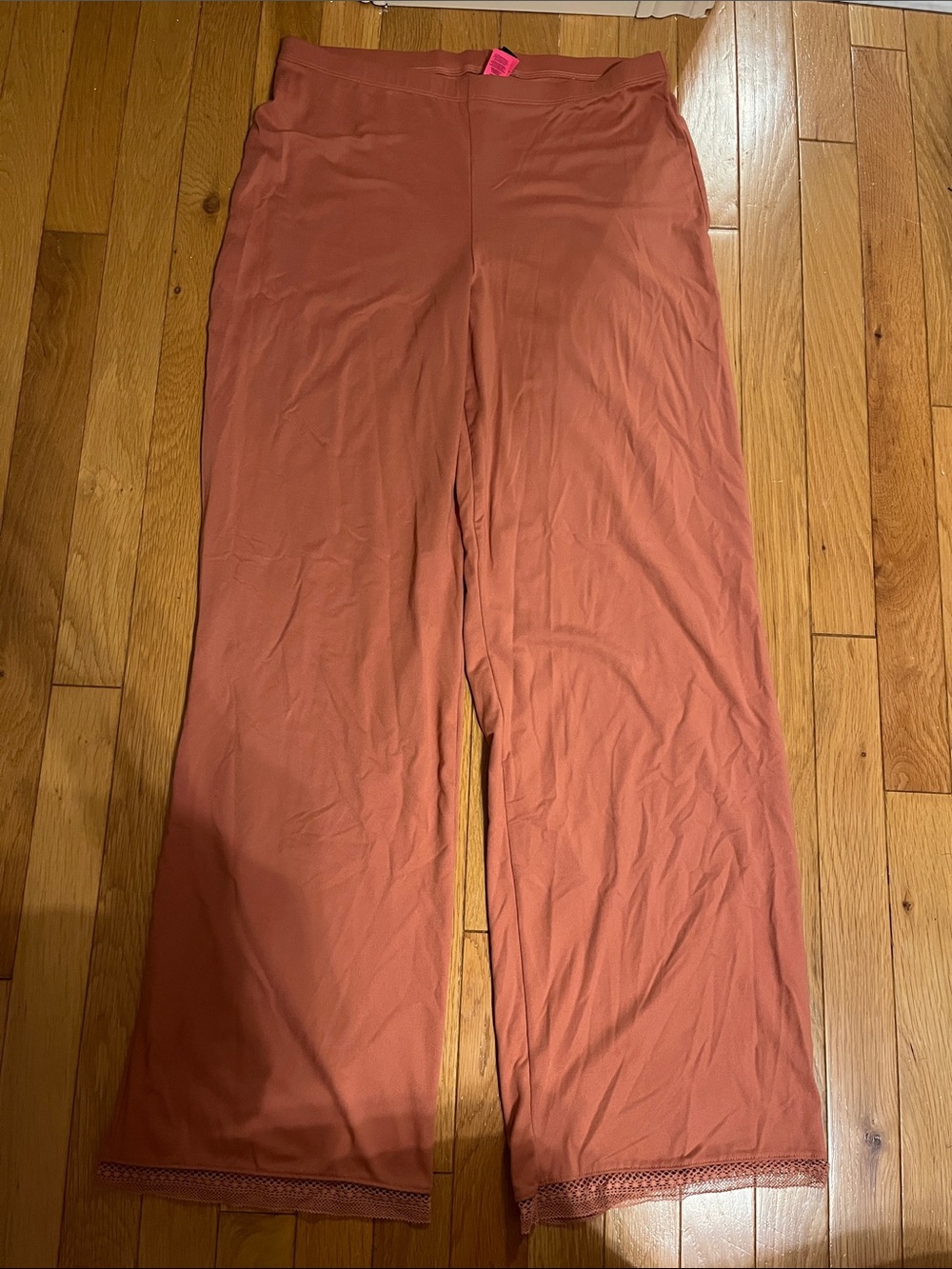 Coral pink La Senza lace trim wide leg pyjama pants